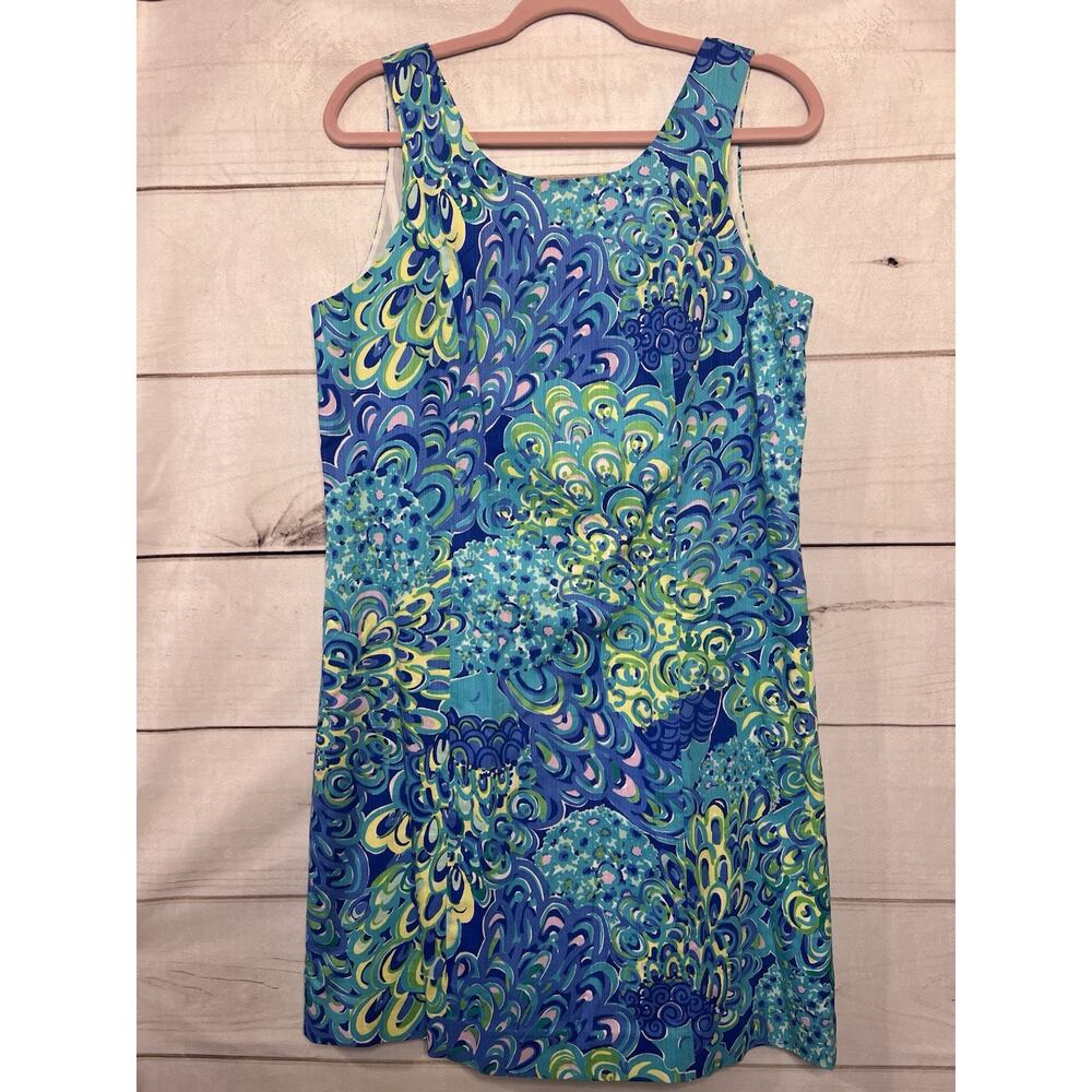 Lilly Pulitzer Blue, Aqua & Lime Print Sleeveless Shift Dress